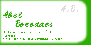 abel borodacs business card